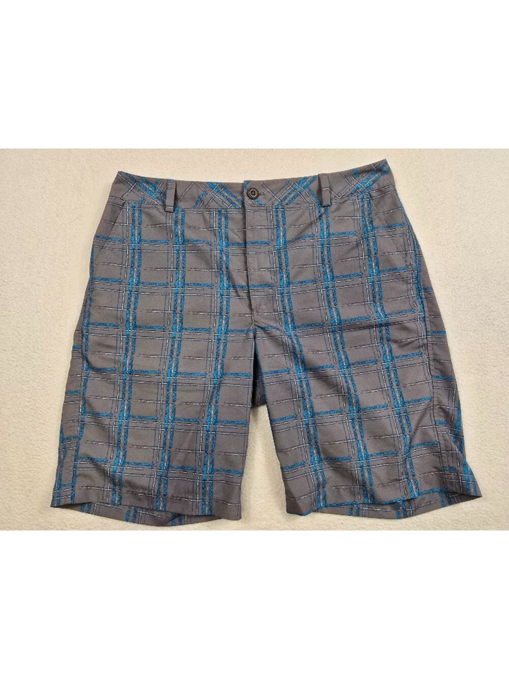 Under Armour Mens Plaid Performance Golf Shorts 34 Gray & Blue